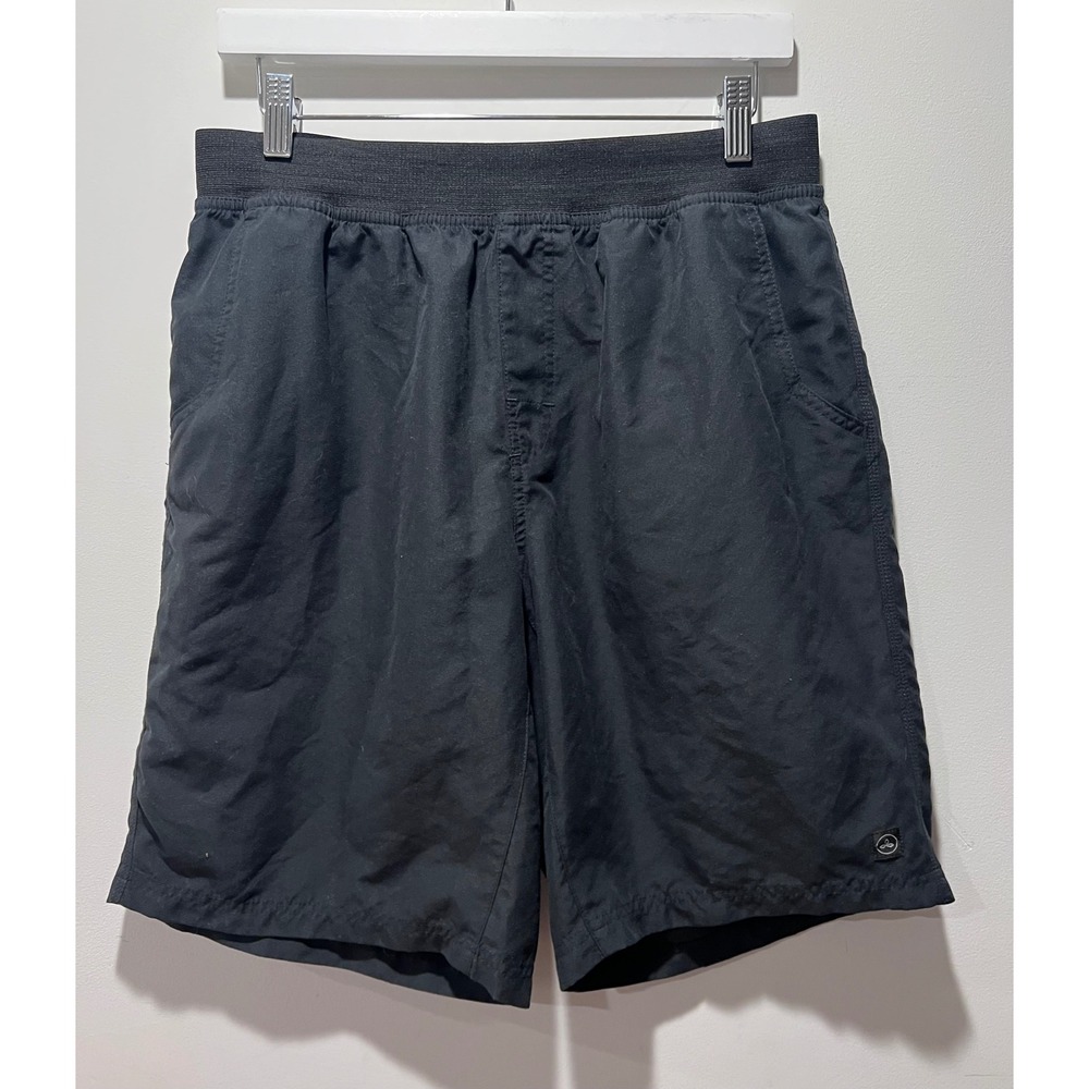 prAna Black Athletic Shorts Mens Size L Elastic Waist Pockets Recycled Polyester